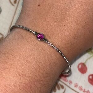 Dainty Ruby Sterling Cuff Bracelet